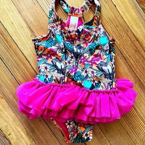 Cat & Jack kids tropical print tutu swimsuit